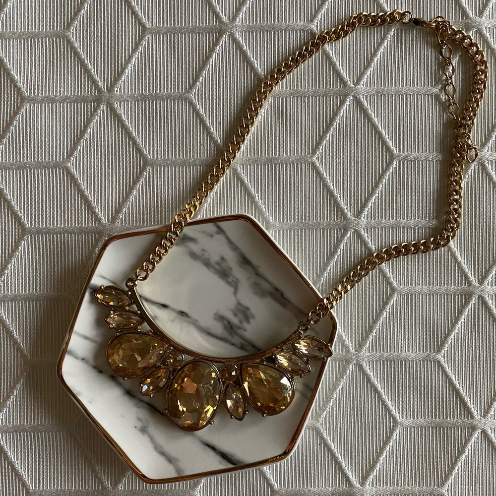 Large Jeweled Gold Statement Necklace